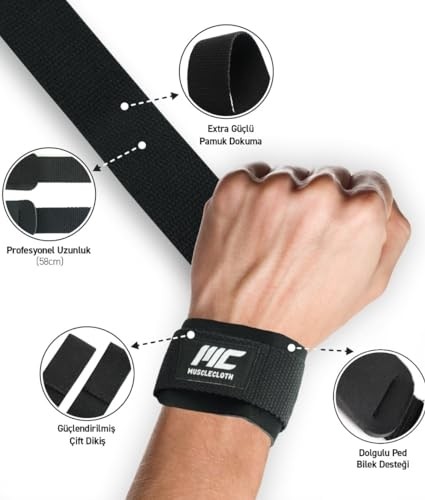 Die Grup Musclecloth Padded Lifting Straps Siyah görsel 2