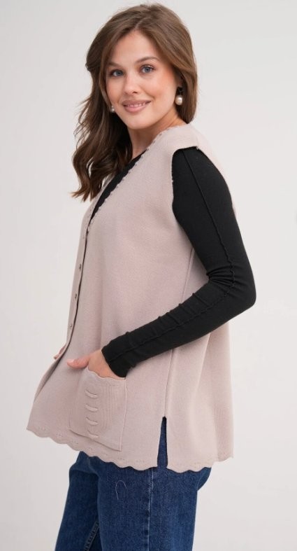 Fresh Moda Kadın Anne Büyük Beden Triko Düz Model Yelek görsel 8