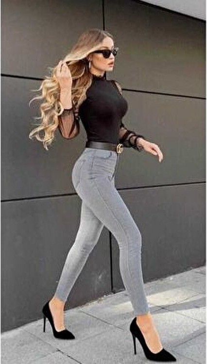 Polle Süper Skinny Gri Yüksek Bel Pantolon S.ı.m.s.ı.k.ı Yüksek Bel