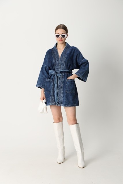 Modesto Denim Kimono Mavi görsel 2