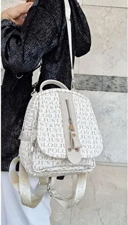 Just Polo Kadın Monogram Baskılı Sırt ve Omuz Çantası Günlük Kullanım Için