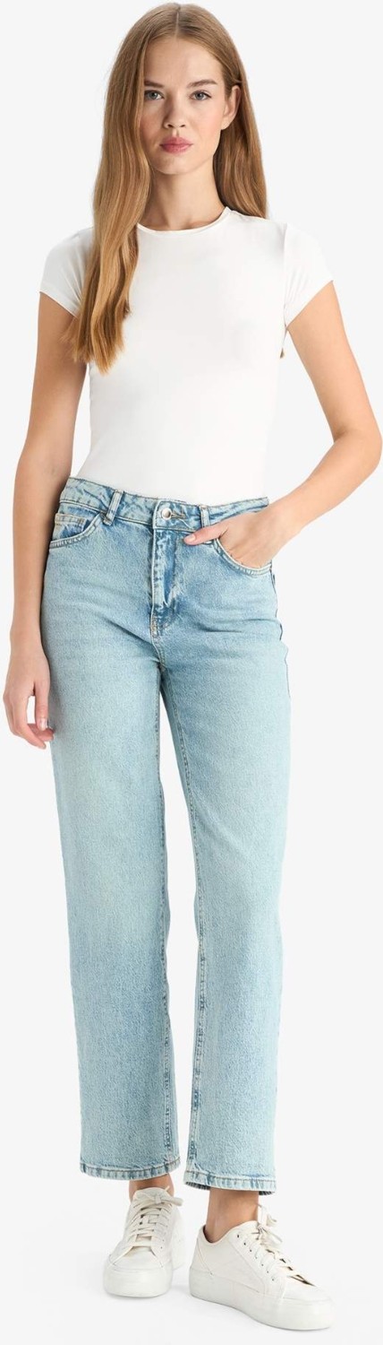 DeFacto Comfort Straight Normal Bel Bilek Boy Jean Yıkamalı Pantolon G2215AX25WN görsel 3