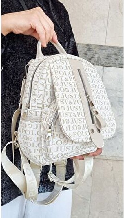 Just Polo Kadın Monogram Baskılı Sırt ve Omuz Çantası Günlük Kullanım Için görsel 3