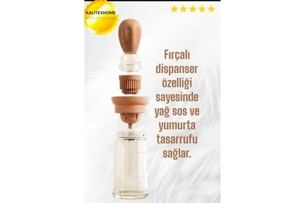 Resim Hazneli Silikon Yağ Sos ve Yumurta Fırçası Yağ Fırçası Yağlık Silikon Fırçalı Yağdanlık 