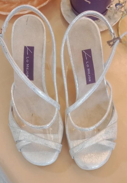Lo Mejor Shoes Eşsiz Model Gümüş Renk 8.5 cm 13 Pont Topuk Boyu Tango Salsa Dans ve Abiye Ayakkabısı görsel 3