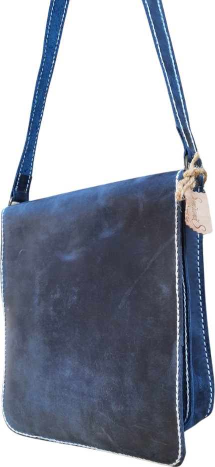 Semiramis Thor Model Hakiki Deri El Yapımı Unisex Tek Körüklü Vintage Postacı Çantası görsel 2