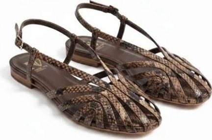 Ne&Ve Shoes Kahve Yılan Biye Kadın Günlük Sandalet görsel 5