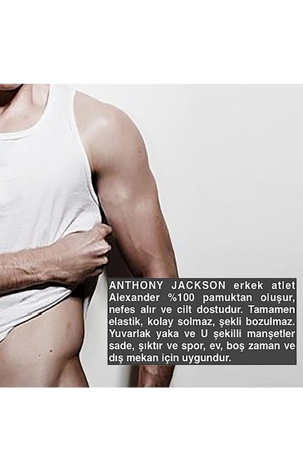 Anthony Jackson 5'li Kutu Premium Klasik Erkek Atlet Alexander Ekstra Uzun- Taranmış Ince Fitilli Organik Pamuk görsel 4