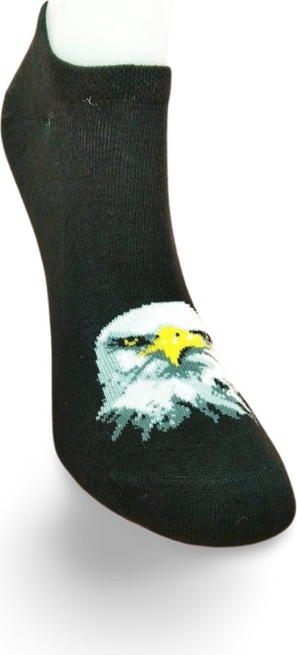Sungur's Store Siyah Beyaz Kartal Desenli Sportif Unisex Kısa Bilek Çorap Yazlık 1 Çift