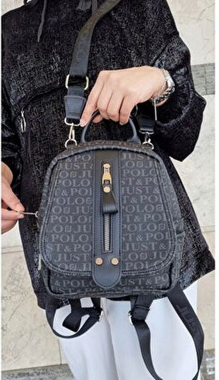Just Polo Kadın Monogram Baskılı Sırt ve Omuz Çantası Günlük Kullanım Için görsel 8