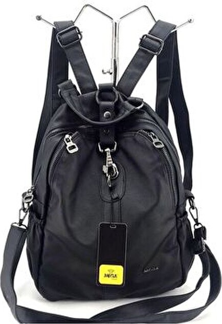 Mega Çanta Pera Bag Siyah Sırt ve Omuz Çantası TM1370 Şık Görünüm Suni Deri Büyük Boy Kadınlar İçin Düz Desen
