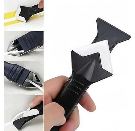 Resim 3'ü 1 Arada Silikon Kalafat Aletleri, Cam Tutkal Açısı Kazıyıcı, Paslanmaz Çelik Başlı Kalafat Sökücü ve Sızdırmazlık Maddesi Kazıyıcı, Mutfak Banyo Penceresi ve Çerçeveleri Için Sızdırmazlık Maddesi Mühürleri (1 Paket) 