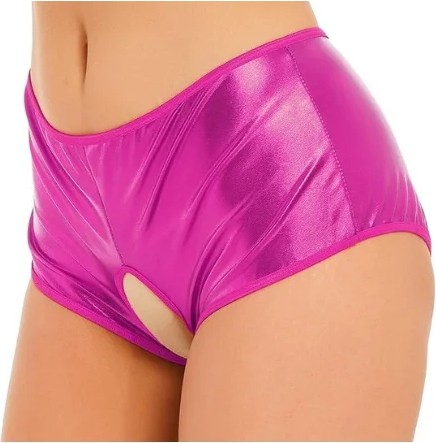 Moda Şahsenem Fantezi Pembe Özel Bölgeleri Açık Parlak Külot görsel 3