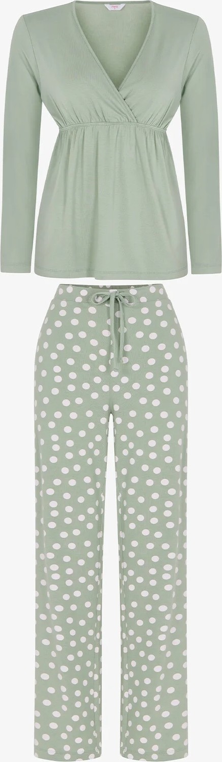 Penti Yeşil Mama Puantiye Desenli Uzun Kollu Pantolon Pijama Takımı görsel 4