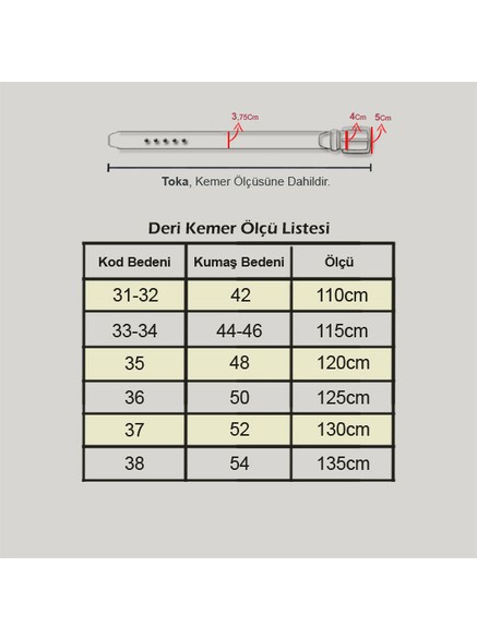 Efluce Hediyelik Taba Erkek %100 Hakiki Deri Kemer 4Cm - Eybul görsel 3