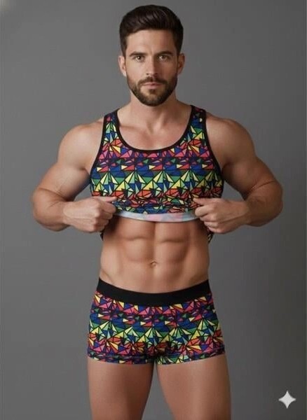 Beruflic Erkek Renkli Tank Top Boxer Takımı görsel 3