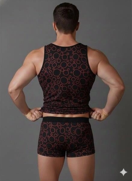 Çamaşır Kenti Erkek Desenli Tank Top Boxer Takımı görsel 2