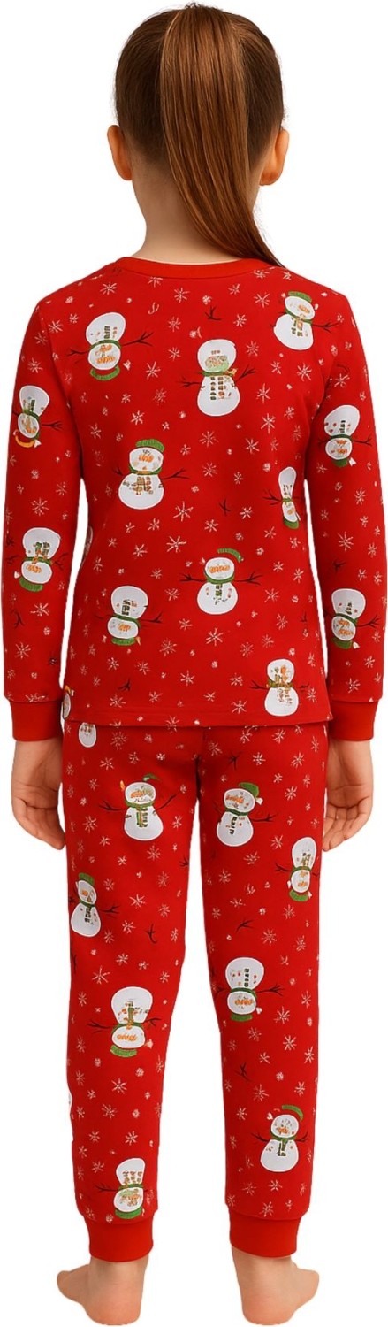 Zuzunga Unisex Yılbaşı Kardan Adam Desenli Çocuk Pijama Takımı görsel 5