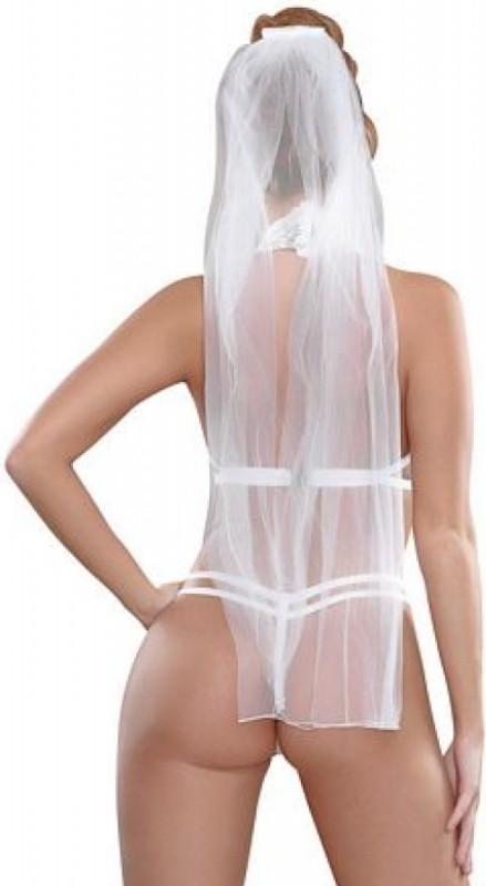 İlkyaz Fashion Tegan Beyaz Dantelli Fantezi Duvaklı Seksi Gelin Kostümü TG272378 görsel 2