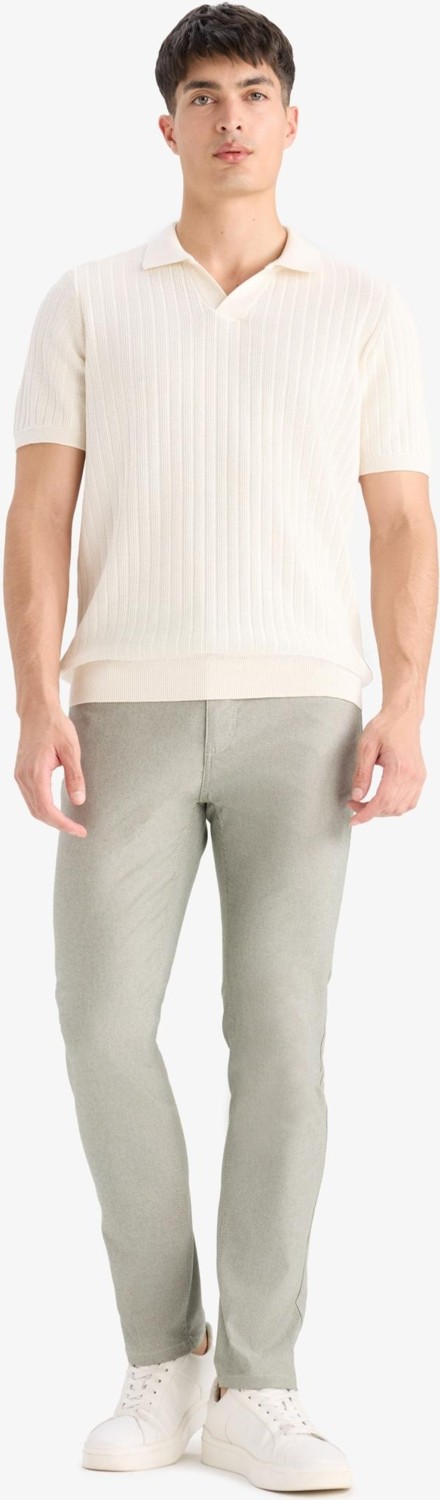 DeFacto Yazlık Chino Kanvas Dokulu Pantolon Slim Fit Dar Kesim Cepli Dar Paça T1055AZ25SP