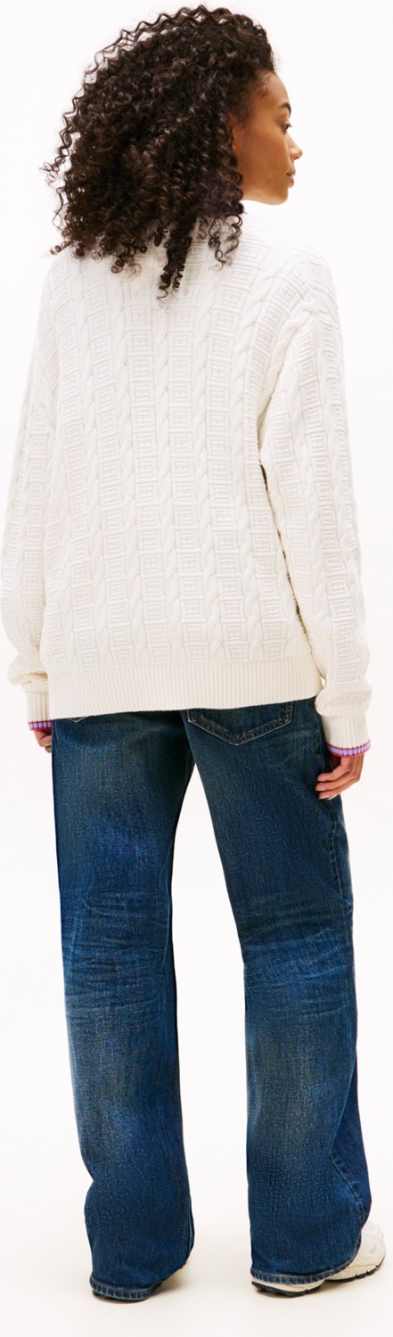 Tommy Jeans Beyaz Kadın V Standart Hırka DW0DW21681YBH görsel 2