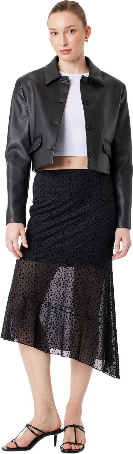 Die Grup Slim Fit Asimetrik Kesim Puantiyeli Midi Etek
