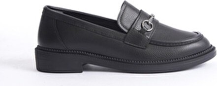 Özse Shoes Siyah Cilt Toka Detaylı Oxford Loafer Ayakkabı Erkek Suni Deri Malzeme Düz Taban görsel 6