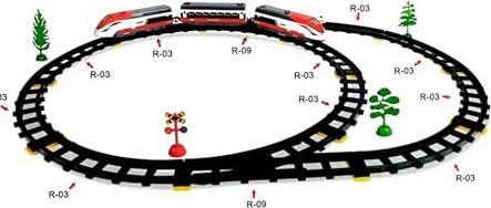 Die Grup Solira Store - 40 Parça Pilli Işıklı Hızlı Tren Oyun Seti 308 cm Şalterli ve Kavisli Raylı Ağaç Işaretli Tren Seti görsel 5