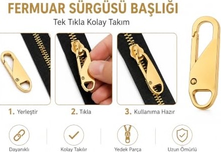 1001 5 Adet Pratik Giysi Bavul Çanta Yedek Plastik Fermuar Sürgüsü Başlığı görsel 4