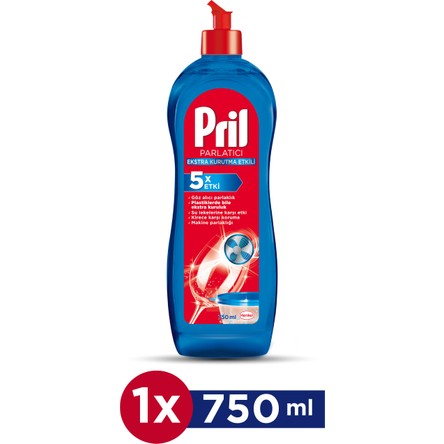 Pril Extra Kurutma Etkili Bulaşık Makinesi Parlatıcı 750 ml Kokusuz Cam Koruma Formülü ile İz Bırakmaz