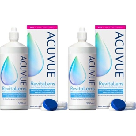 Acuvue RevitaLens Çok Amaçlı Lens Solüsyonu - Gün Boyu Konfor ve Dezenfeksiyon, Silikon Hidrojel ile Uyumlu, 2×360 ml