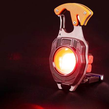 Kamptek Pro Kamp Feneri Çok Fonksiyonlu Fener Anahtarlık USB Çakmaklı Cam Kırıcı Kemer Kesici