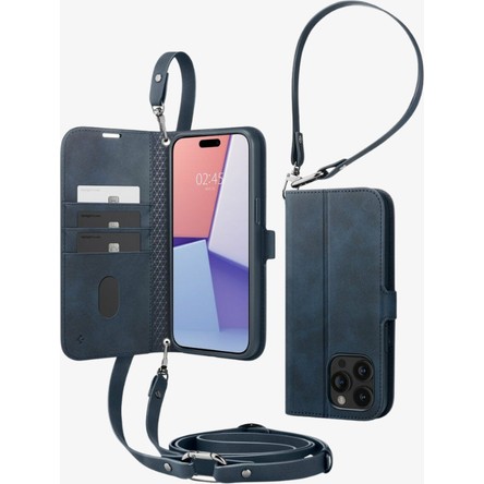 Spigen Apple iPhone 15 Pro ile Uyumlu Kılıf Wallet S Pro Navy - ACS06741