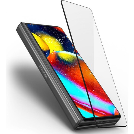 Spigen Samsung Galaxy Z Fold 3 ile Uyumlu Cam Ekran Koruyucu GLAS.tR Full Cover + Hinge Film Black - AGL03732