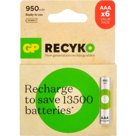 GP AAA 950 mAh Şarjlı İnce Kalem Pil 4+2'li Paket GP100AAAHCE4-2BB