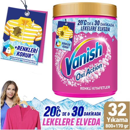 Vanish Oxi Action Renkliler İçin Deterjan Güçlendirici ve Leke Çıkarıcı Toz 970 Gr