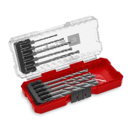 Einhell S-CASE 10 parçalı duvar matkap ucu seti (DIN 10083-2'ye göre çelikten yapılmış, E 6.3 sap, takılı karbür uç, haddelenmiş mil, saklama kutusu dahil) - 49108743