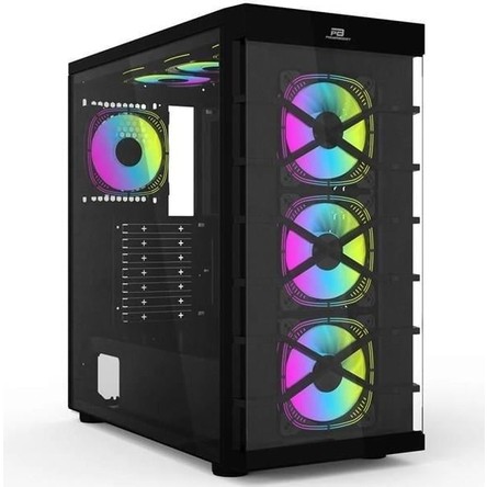 PowerBoost PB-GR222BB USB3.0 Full Siyah Tempered Glass 7xARGB Fanlı kasa (PSU Yok) (JBST-PBGR222BB)