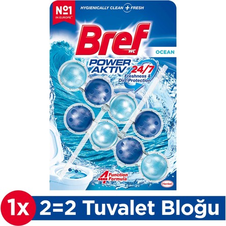 Bref WC Power Aktiv Okyanus Katı Tuvalet Bloğu Duopack 24/7 Temizlik ve Ferahlık Sağlar