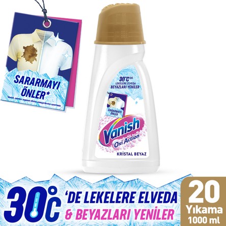 Vanish Oxi Action Kristal Beyaz Deterjan Güçlendirici ve Leke Çıkarıcı Sıvı 1000 ml