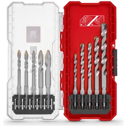 Einhell S-CASE 10 Parça Seramik Matkap Ucu Seti (Özel Taşlanmış Karbür Plaka, Merkez Nokta, Çift Helezon, E 6.3 Şaft, Saklama Kutusu Dahil)