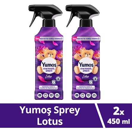Yumoş Ev Ve Tekstil Spreyi Lotus Yıkanması Zor Eşyalar Için 450 ml x2
