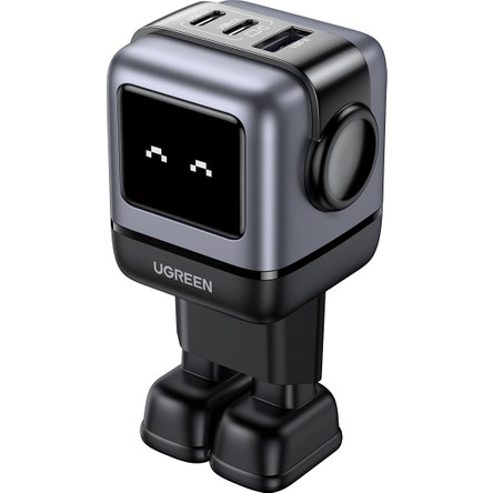 UGREEN Ugreen Nexode RG 65W Robot GaN Hızlı Şarj Cihazı 2xUSB-C 1xUSB-A Gri - 25685B