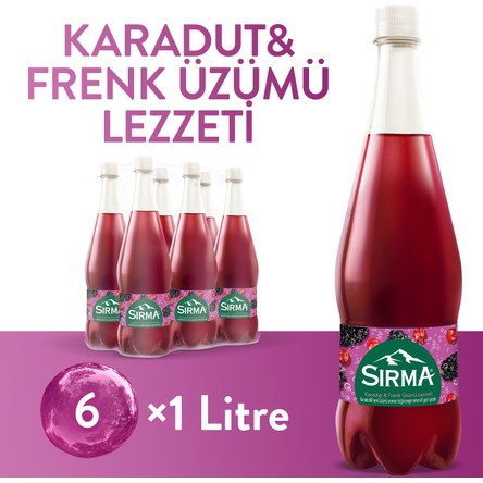 Sırma B Vitaminli Karadut & Frenk Üzümü Aromalı Doğal Maden Suyu 6x1 L