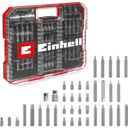 Einhell Orijinal Einhell XL-CASE Otomotiv Bit Seti – 40 Parça (10 mm Altıgen Saplı CrV Çelik Power Bitler, 10 mm Altıgen → 3/8" ve 1/2" Kare Lokma Adaptörleri, Saklama Kutusu Dahil) - 49109032