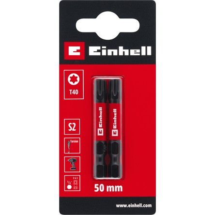 Einhell Orijinal Einhell Darbeli Bit Seti – 2 Parça, 50 mm, T40 (S2 Çelik, Torsiyon Bölgesi, Etkili Güç Aktarımı, Kırmızı Renk Halkası, C 6.3 Sap) - 49131270
