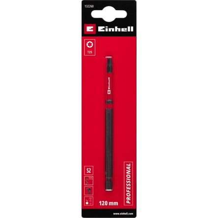 Einhell Orijinal Einhell Çift Torsiyonlu Darbeli Bit, 120 mm, T25 (S2 Çelik, Yüksek Dayanıklılık, Çift Torsiyon Etkisi, Kırmızı Renk Halkası, E 6.3 Sap) - 49132260
