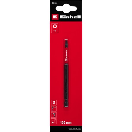Einhell Orijinal Einhell Darbeli Bit, 100 mm, T15 (S2 Çelik, Torsiyon Bölgesi, Verimli Güç Aktarımı, Kırmızı Renk Halkası, E 6.3 Sap)