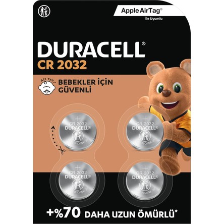 Duracell CR2032 Lityum Düğme Piller 3V (4’lü Paket)