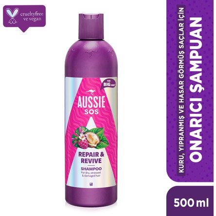 Aussie Sos Repair & Revive Kuru, Yıpranmış ve Hasar Görmüş Saçlar Için Şampuan 500ML